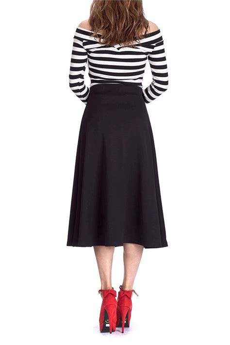 Danis Choice Elastic Waist A Line Flared Long Skirt Xl Black Size X Large 2 Ebay