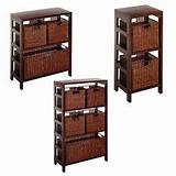 Espresso Shelves With Rattan Basket Collection Pictures