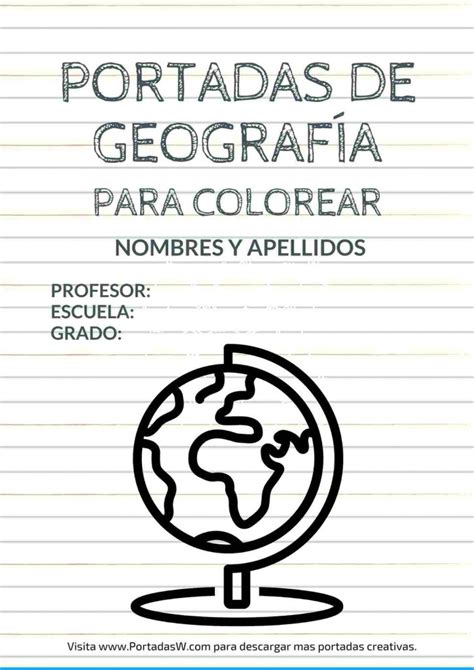 Portada De Geografía Para Colorear Fácil