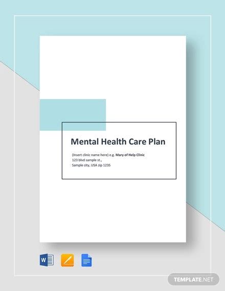 Mental Health Care Plan Template 9 Free Sample Example Format