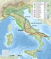 File:Italy topographic map-ancient Roman roads.svg - Wikipedia in 2020 ...