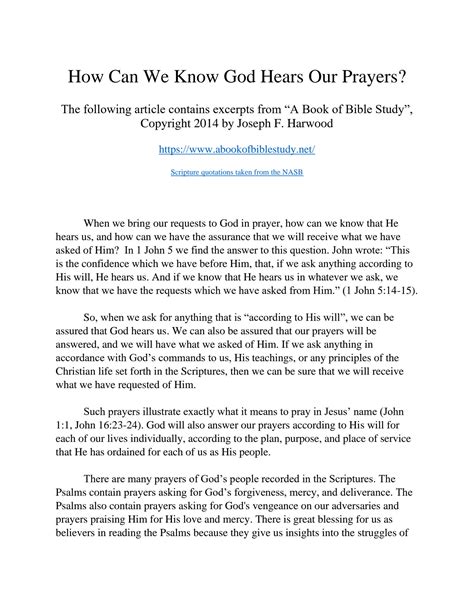 Solution How Can We Know God Hears Our Prayers Studypool