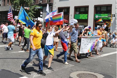 Russian Speaking American Lgbt Pride Parade Participants In Ny Editorial Photography Image Of