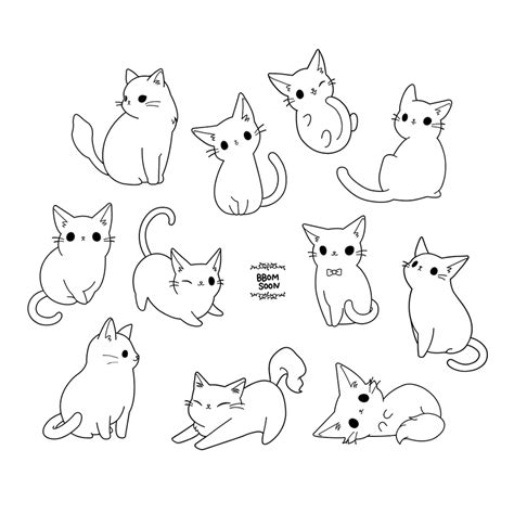 뽐순 고양이 일러스트 채색용 고양이 색칠 자료 수제스티커 도안 네이버 블로그 Cat doodle Cute