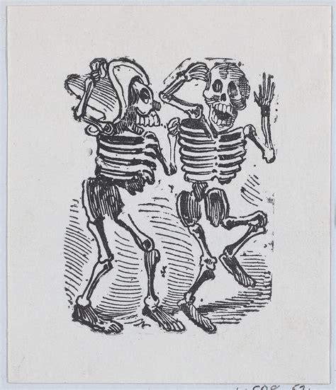 José Guadalupe Posada Two Skeletons Smiling And Dancing The