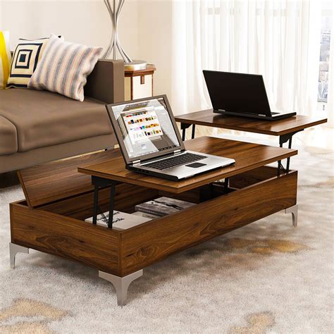 Yaheetech modern lift top coffee table w/ hidden compartment & storage vintage coffee table for living room (4) safdie & co. Lift Top Coffee Table, Adjustable Wood Table with Hidden ...