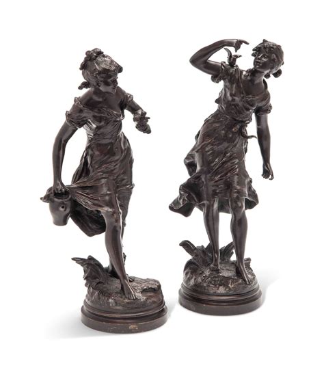 A Pair Of French Patinated Bronze Nymphs