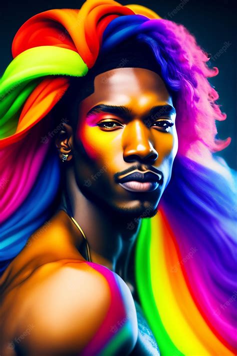Premium Photo A Colorful Portrait Of A Man With A Rainbow Hair