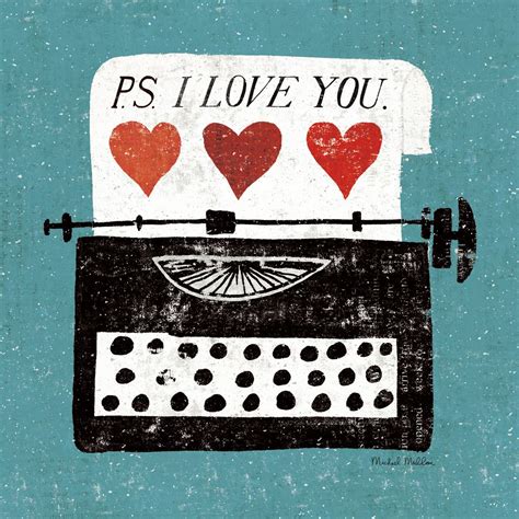 Ps I Love You Masako Kubo Typewriter Card Texture Illustration Valentine Typewriter Art