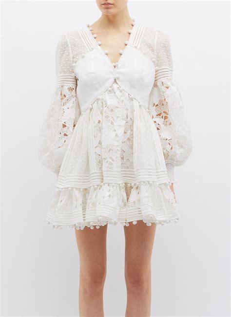 ZIMMERMANN 'Corsage' Cutout Bow Front Guipure Lace Sleeveless White ...