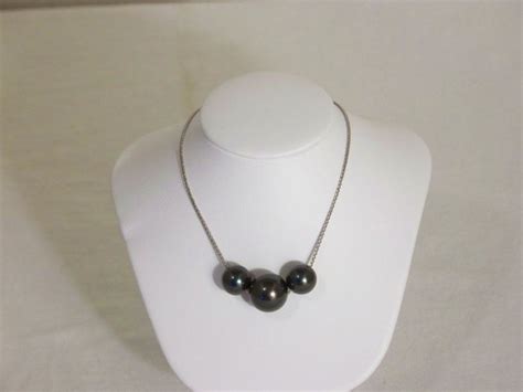 Mens Tahitian Black Pearl Choker On Platinum Chain