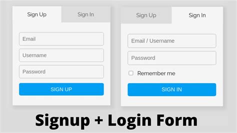 How To Create Signup And Login Form Using Html Css And Javascript Youtube