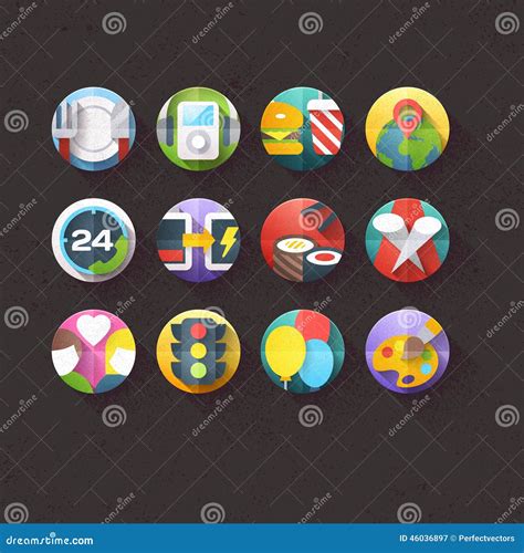 Flat Icons For Mobile And Web Applications Set 5 Stock Vector