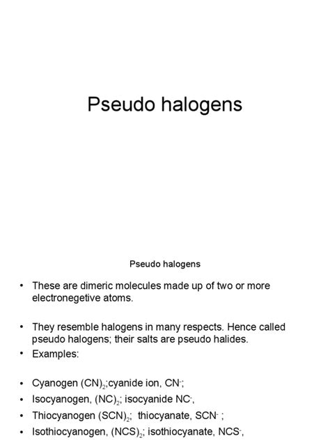 Pseudo Halogens Pdf