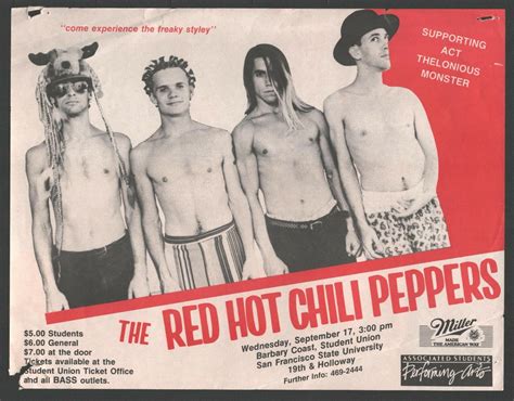 Red Hot Chili Peppers 1986 Concert Handbill San Francisco State