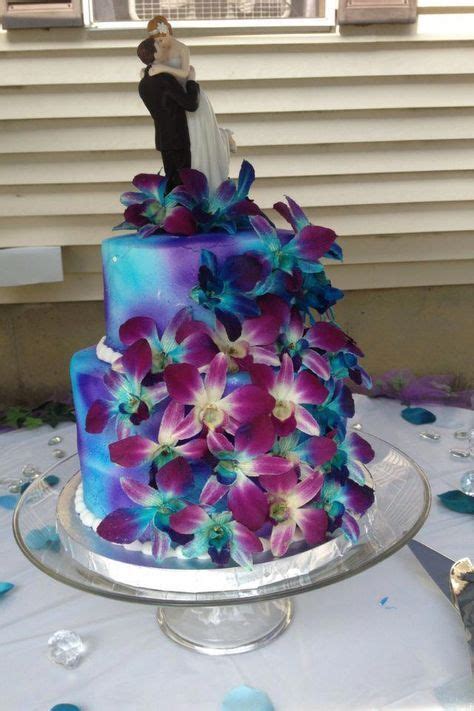 15 Ideas For Wedding Cakes Purple Orchids Royal Blue Purple Wedding