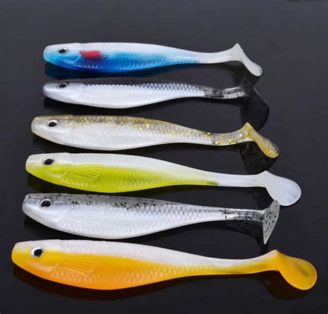 New 6pcs Mixed Colors Soft Plastic Lures Fishing Lure Soft Bait