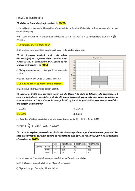 Examen Primer Parcial 2019 Destadística Examen 1r Parcial 2019 T1