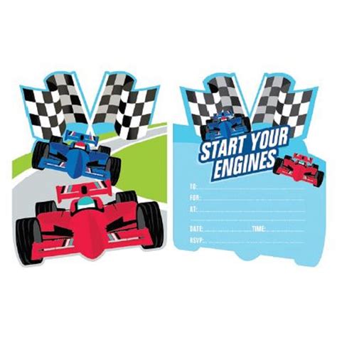 Party Invitations 8 Pack Race Car Big W