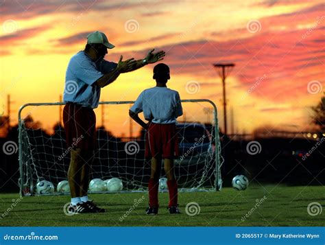 Soccer Coaching At Sunset Editorial Photography Image Of Instruction