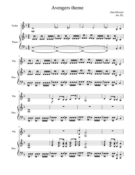 Avengers Theme Sheet Music For Piano Violin Solo