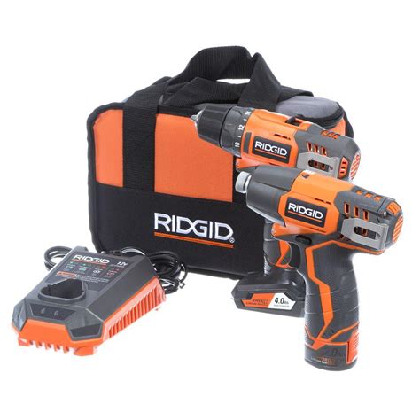 ridgid 12 volt lithium ion cordless drill driver and impact driver combo kit with 2 batteries
