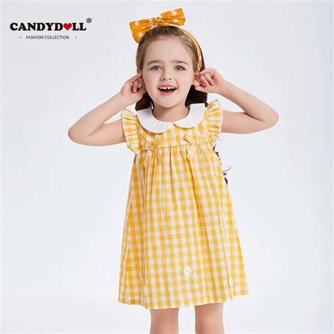 Candydoll Kids Summer Plaid Dress For Girls 2018 New Girl Pink Or