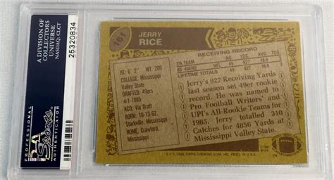 The official subreddit for football cards and football card collectors!. Lot - 1986 Topps #161 Jerry Rice Rookie Card PSA Graded