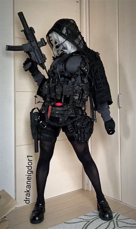 Military Girl Guns Pose Cosplay Woman