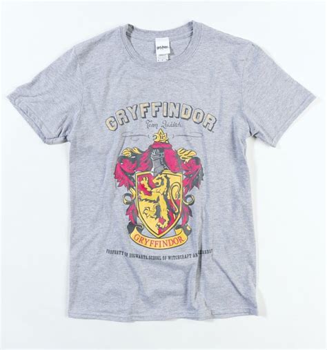 Mens Grey Harry Potter Gryffindor Team Quidditch T Shirt