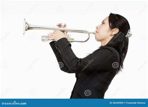 Portrait Of A Female Trumpet Player Royalty Free Stock Images Image