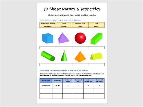 3d Shape Names And Properties Designed For Online Teaching Resources