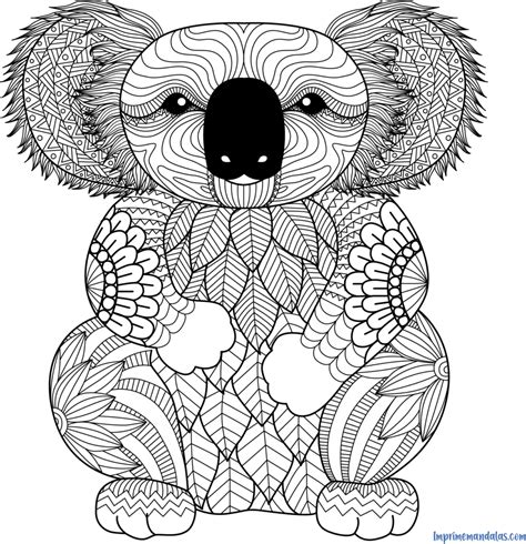 Mandala De Koala Para Colorear • Imprime Mandalas Animal Coloring