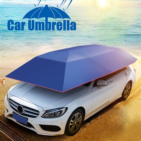 Semi Automatic Car Umbrella Tent Protection Umbrella Canopy Carport Cover Folded Telescopic