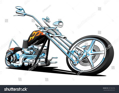 Custom Motorcycle Chopper Cartoon Illustration Illustration Libre De