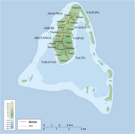 Cook Islands Aitutaki Atoll Map New Postcard Topographical Rest Of