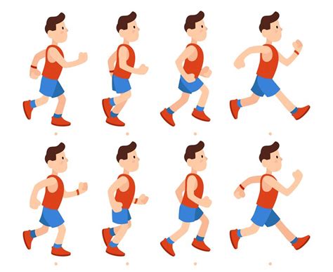 Flat Running Man Athletic Boy Run Animation Frames Sequence Runner M