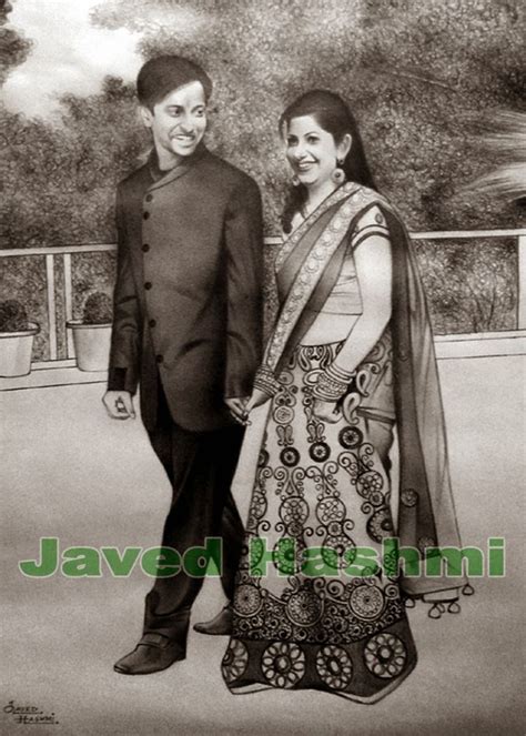 Oil Painting Exporters Newly Married Couple Pencil Sketch Commission