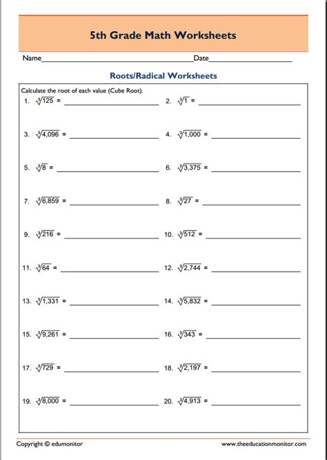 Grade 5 Worksheets Printable