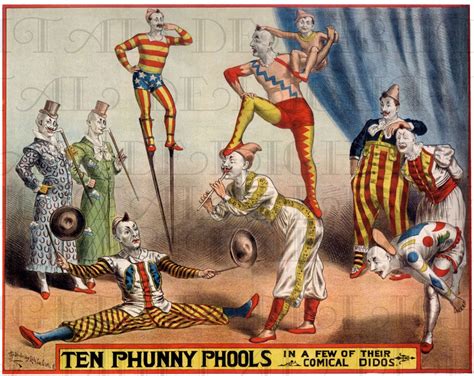 Antique Circus Poster Vintage Clowns By Dandddigitaldelights Circus