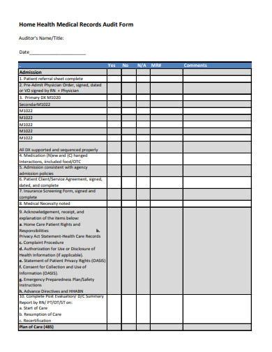 Medical Record Audit Form Templates In Pdf Hot Sex Picture