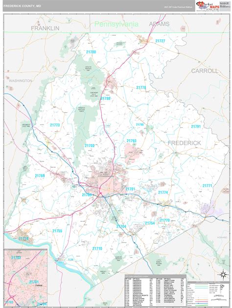 Frederick County Md Wall Map Premium Style By Marketmaps Mapsales