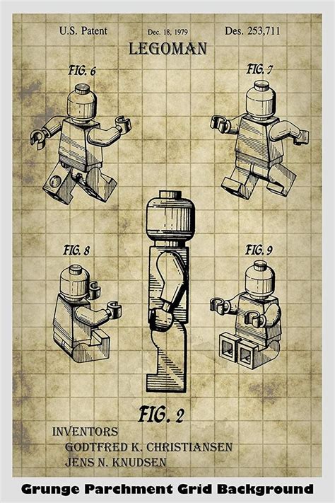 Legoman Lego Patent Print Art Poster Lego Patent Print Lego Patent