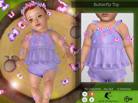The Sims Resource Butterfly Top Sims Baby Sims 4 Toddler Sims 4