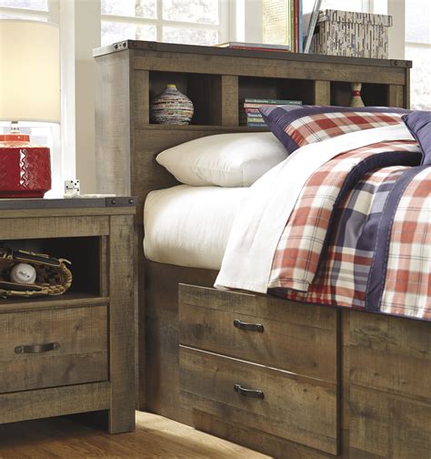 Signature Design By Ashley Trinell Rustic Look Twin Bookcase Bed With