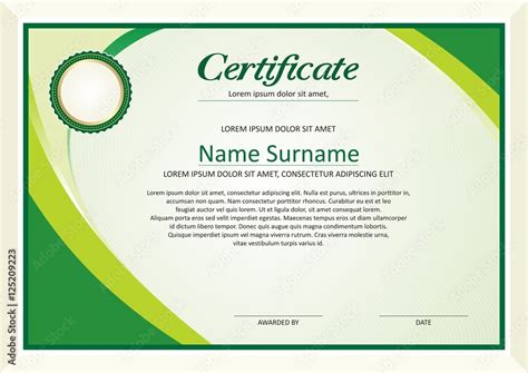 Green Modern Diploma Certificate Template Design Stock Vector Adobe