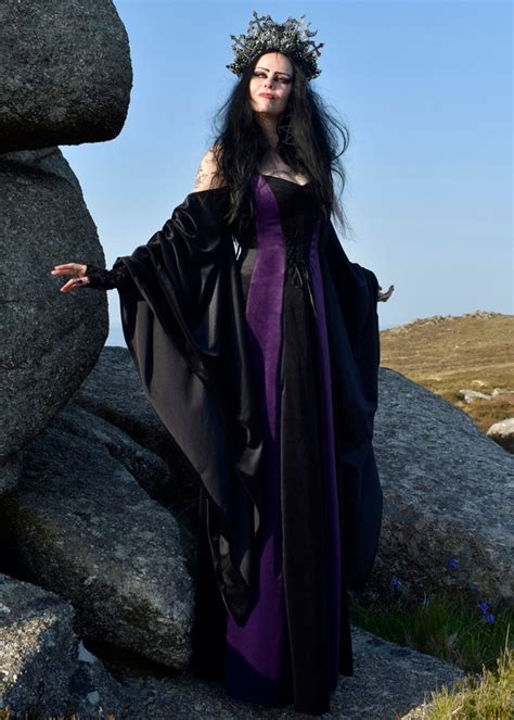 Wiccan High Priestess Gown Steamed Velvet Medieval Goth Witch Dress