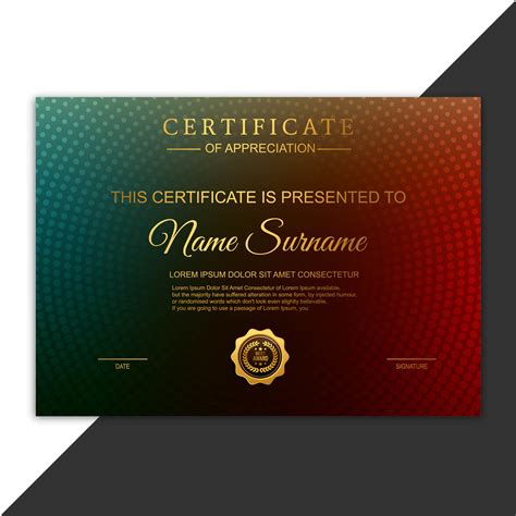 Certificate Of Appreciation Award Colorful Template Vector Art My Xxx Hot Girl