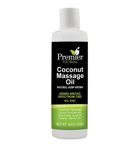 Premier Us Hemp™ 800mg Organic Cbd Coconut Massage Oil Thc Free