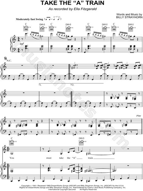 Ella Fitzgerald Take The A Train Sheet Music In C Major